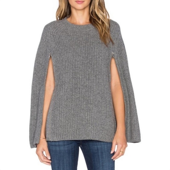 NWT BCBGMaxazria Sherwin Zipper Ribbed Black Poncho Zipper Detail XS/S - Picture 9 of 9